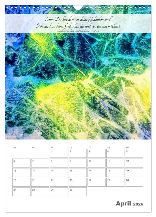 Produktbild: Farben der Achtsamkeit - Farbenreiche Aquarell-Tr&auml;ume mit Zitaten zur inneren Ruhe (Wandkalender 2026 DIN A3 hoch), CALVENDO Monatskalender