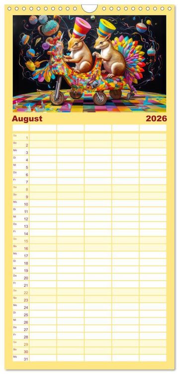 Produktbild: Familienplaner 2026 - Zirkusfantasien - Bezaubernd fremdartig mit 5 Spalten (Wandkalender, 21 x 45 cm) CALVENDO