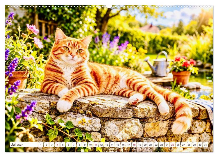 Produktbild: Rote Katzen (hochwertiger Premium Wandkalender 2027 DIN A2 quer), Kunstdruck in Hochglanz