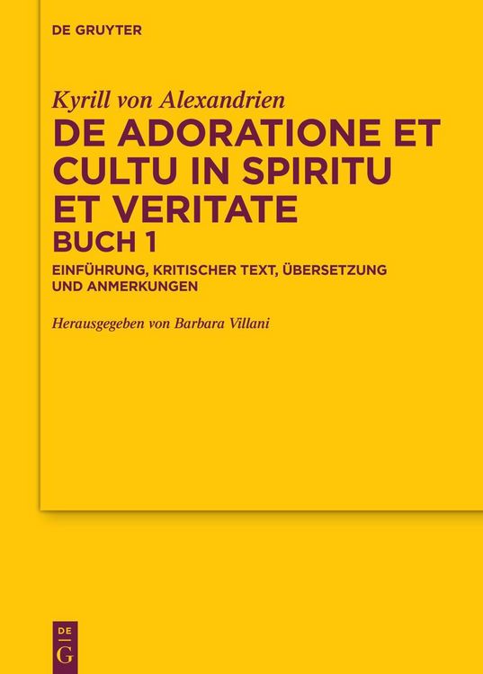 Produktbild: De adoratione et cultu in spiritu et veritate, Buch 1