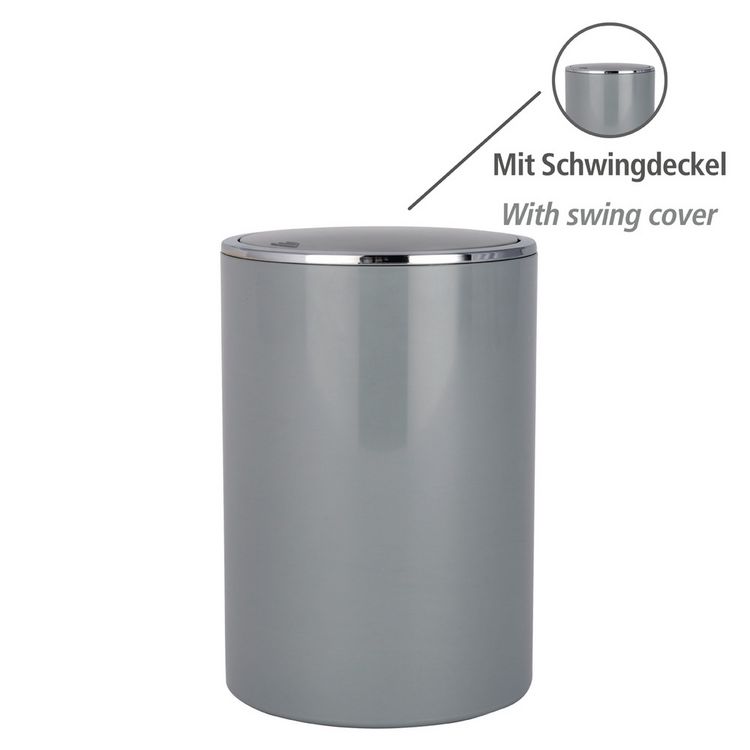Produktbild: Schwingdeckeleimer Mod. Inca Grey, hochwertiger Kunststoff, 5 Liter
