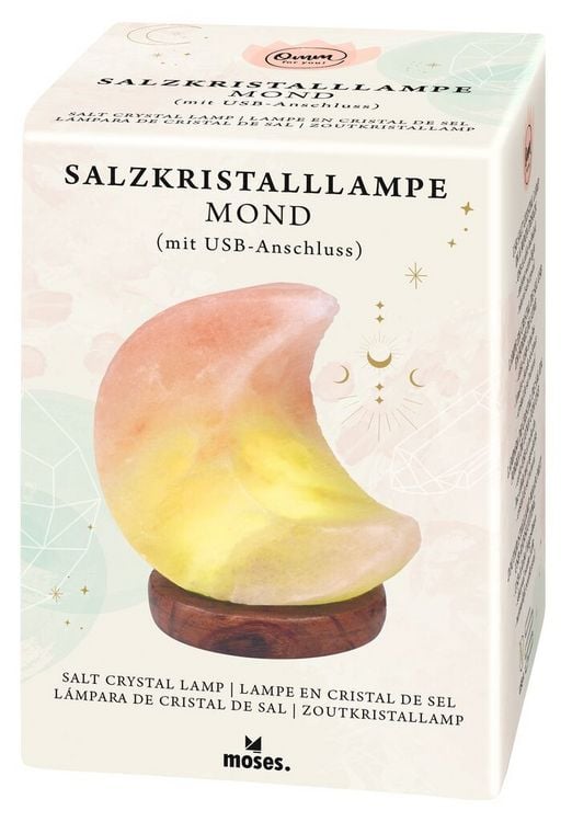 Produktbild: Omm for you Salzkristall-Lampe Mond mit USB
