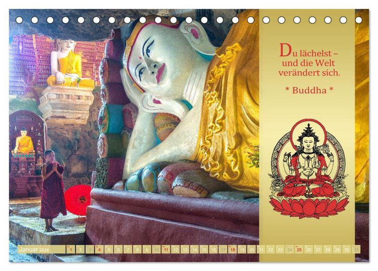Produktbild: BUDDHAS WORTE - Buddhistische Weisheiten (Tischkalender 2026 DIN A5 quer), CALVENDO Monatskalender