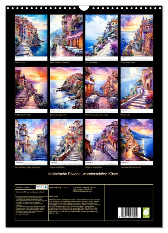 Produktbild: Italienische Riviera - wundersch&ouml;ne K&uuml;ste (Wandkalender 2026 DIN A3 hoch), CALVENDO Monatskalender