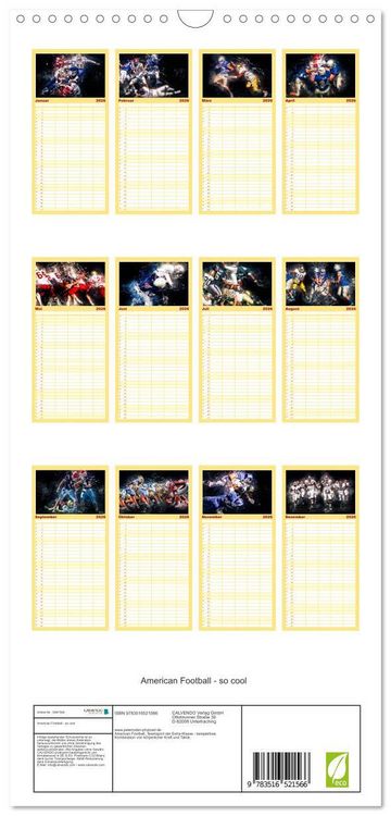 Produktbild: Familienplaner 2026 - American Football - so cool mit 5 Spalten (Wandkalender, 21 x 45 cm) CALVENDO