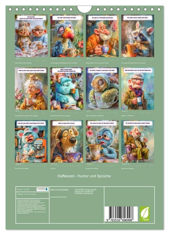 Produktbild: Kaffeezeit - Humor und Spr&uuml;che (Wandkalender 2026 DIN A4 hoch), CALVENDO Monatskalender
