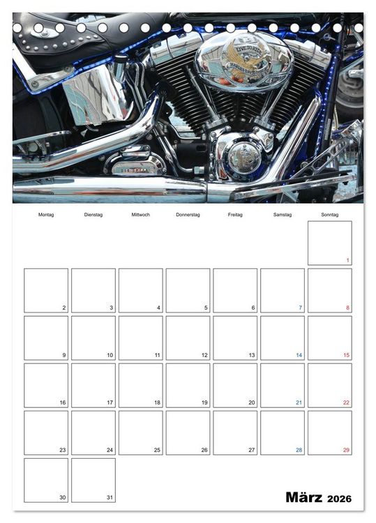 Produktbild: Harley Davidson Familienplaner (Tischkalender 2026 DIN A5 hoch), CALVENDO Monatskalender