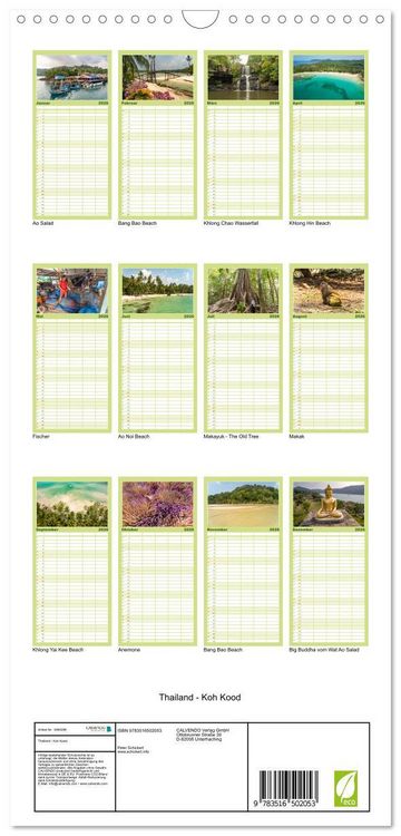 Produktbild: Familienplaner 2026 - Thailand - Koh Kood mit 5 Spalten (Wandkalender, 21 x 45 cm) CALVENDO