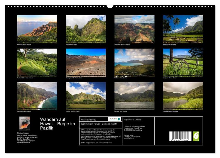 Produktbild: Wandern auf Hawaii - Berge im Pazifik (hochwertiger Premium Wandkalender 2026 DIN A2 quer), Kunstdruck in Hochglanz
