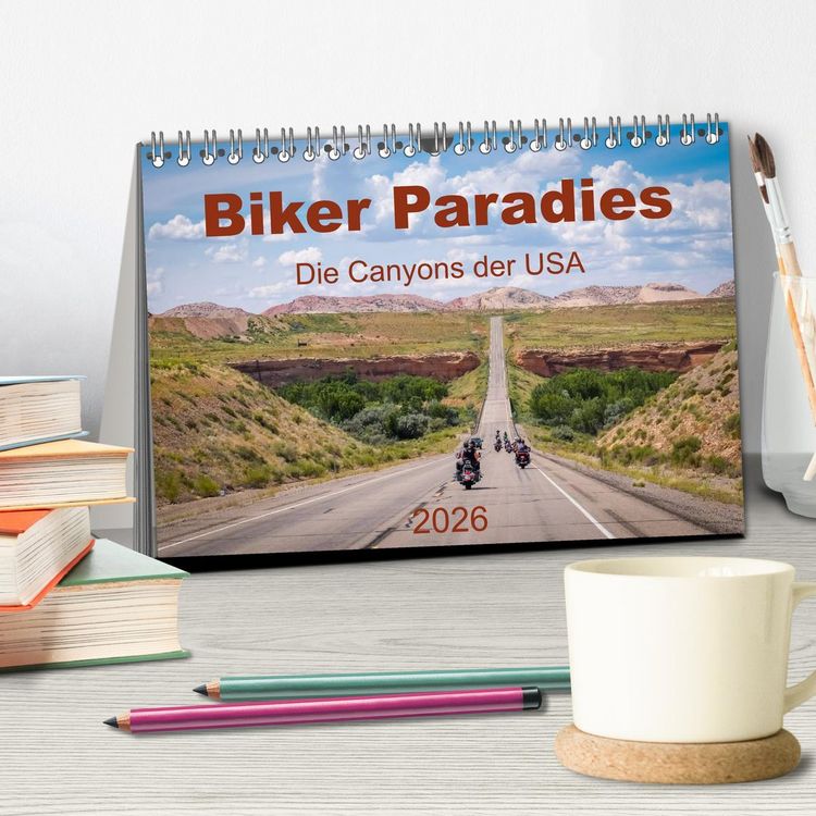Produktbild: Biker Paradies - Die Canyons der USA (Tischkalender 2026 DIN A5 quer), CALVENDO Monatskalender