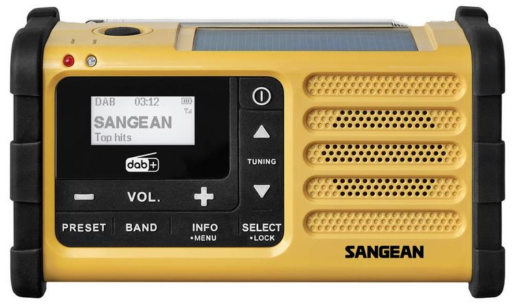 Produktbild: Sangean MMR-88 DAB+ Outdoorradio DAB+, UKW Notfallradio Akku-Ladefunktion, Taschenlampe, Solarpanel, Handkurbel Schwarz, Gelb