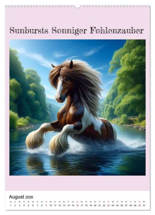 Produktbild: Tinker Ponys - Magische Momente, Gypsy Vanner f&uuml;r M&auml;dchen (Wandkalender 2026 DIN A2 hoch), CALVENDO Monatskalender