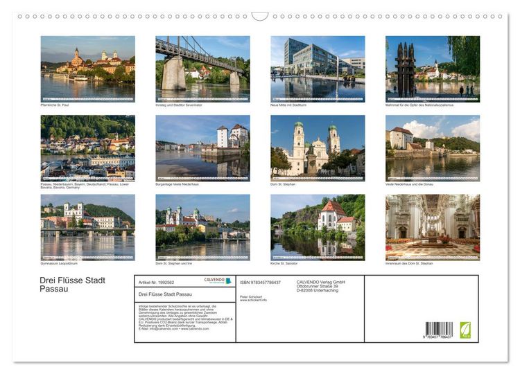 Produktbild: Drei Fl&uuml;sse Stadt Passau (Wandkalender 2026 DIN A2 quer), CALVENDO Monatskalender