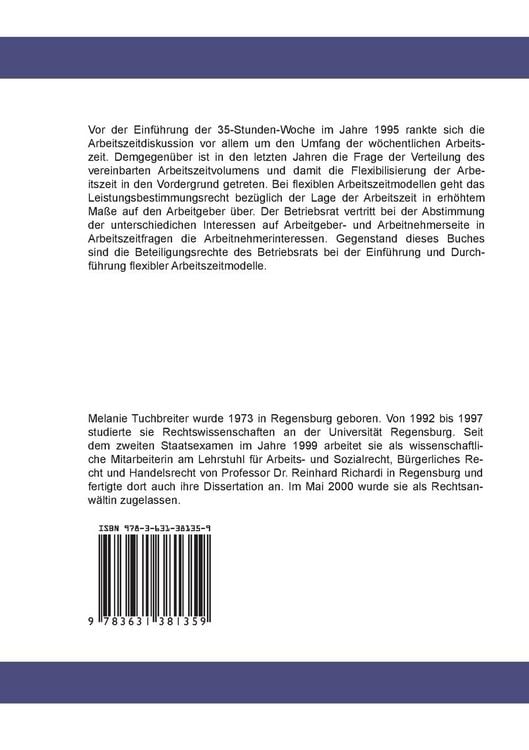 Produktbild: Beteiligungsrechte des Betriebsrats bei der Einf&uuml;hrung und Durchf&uuml;hrung flexibler Arbeitszeitmodelle