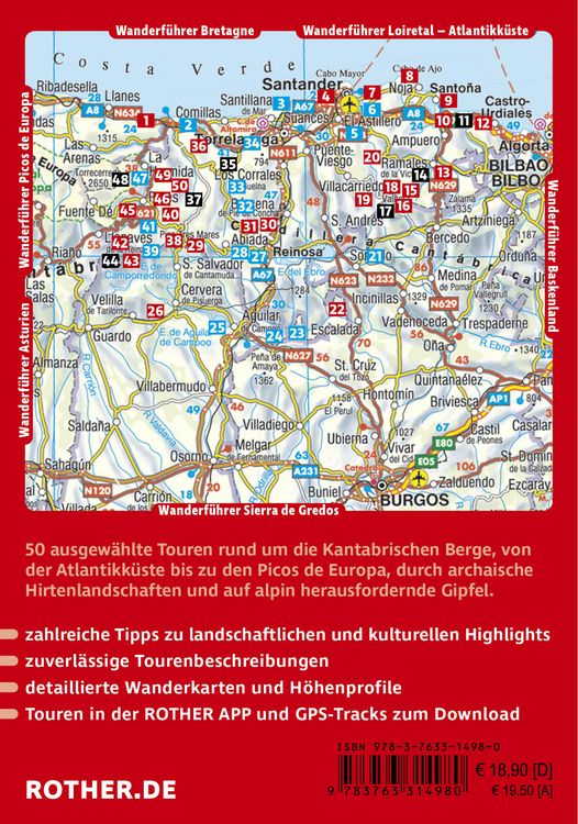 Produktbild: ROTHER Wanderf&uuml;hrer Spanien: Kantabrien. 50 Touren von der Atlantikk&uuml;ste bis zu den Picos de Europa