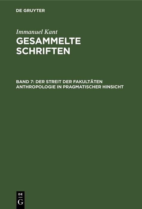 Produktbild: Der Streit der Fakult&auml;ten Anthropologie in pragmatischer Hinsicht