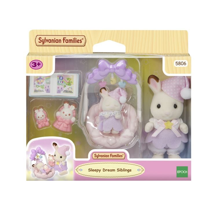 Produktbild: Sylvanian Families 5806 - Sleepy Dream Siblings, Schokoladenhasen Tr&auml;ums&uuml;&szlig; Set, Spielset