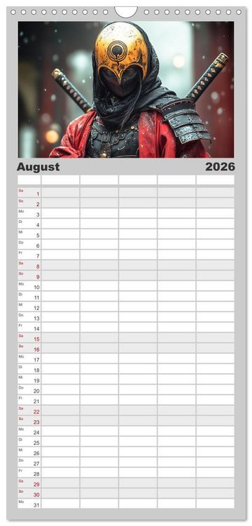 Produktbild: Familienplaner 2026 - Mein Samurai mit 5 Spalten (Wandkalender, 21 x 45 cm) CALVENDO