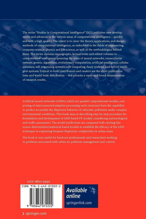 Produktbild: Artificial Neural Networks in Vehicular Pollution Modelling