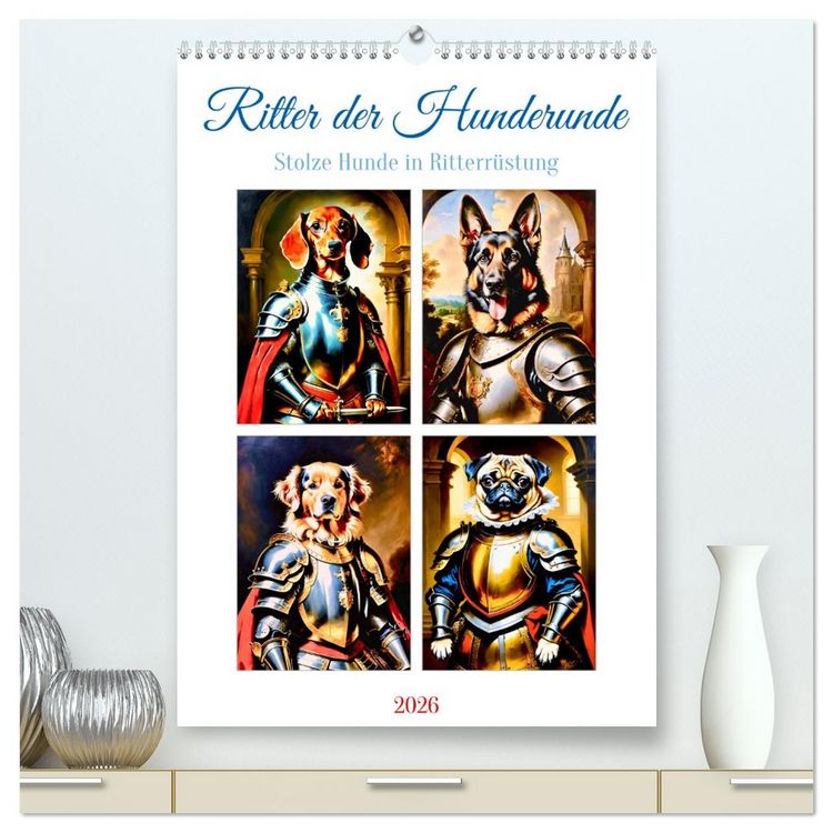 Produktbild: Ritter der Hunderunde (hochwertiger Premium Wandkalender 2026 DIN A2 hoch), Kunstdruck in Hochglanz