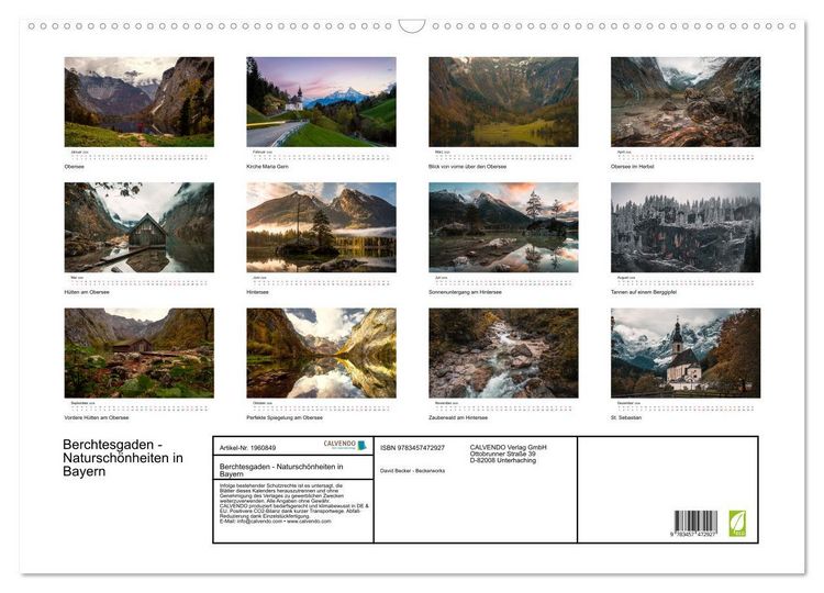 Produktbild: Berchtesgaden - Natursch&ouml;nheiten in Bayern (Wandkalender 2026 DIN A2 quer), CALVENDO Monatskalender