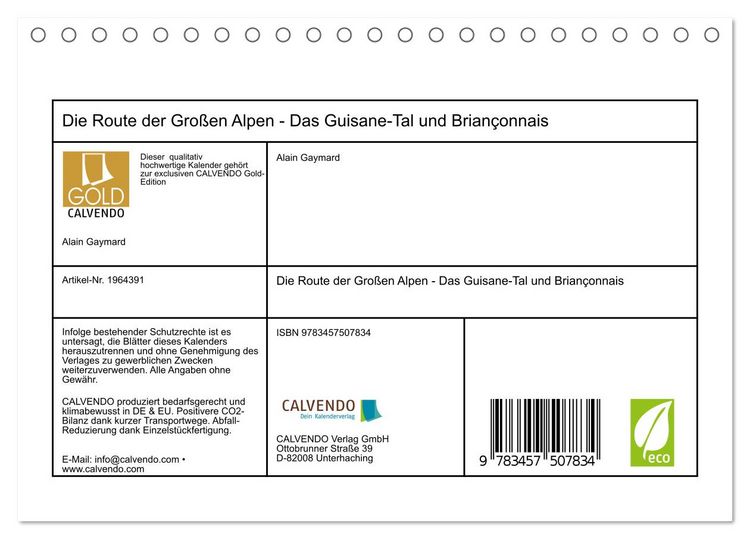 Produktbild: Die Route der Gro&szlig;en Alpen - Das Guisane-Tal und Brian&ccedil;onnais (Tischkalender 2026 DIN A5 quer), CALVENDO Monatskalender