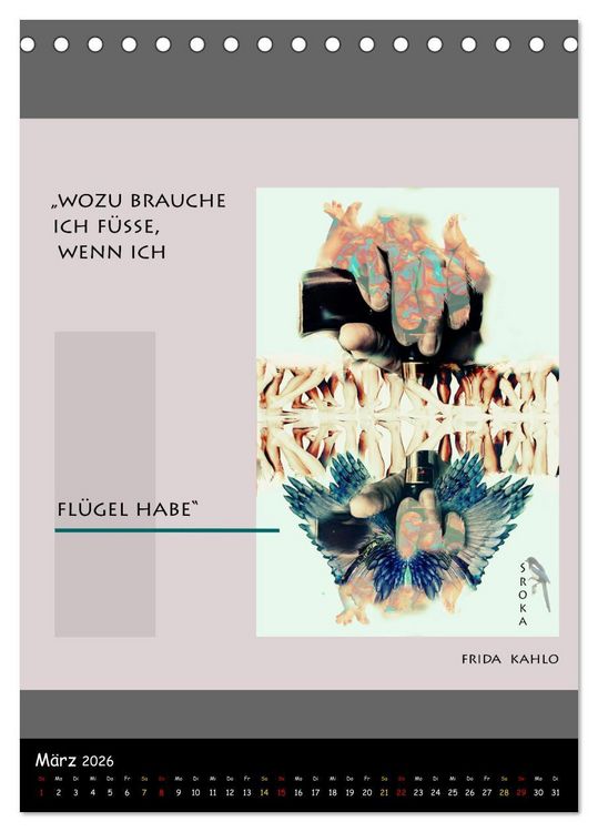 Produktbild: Frida Kahlo - Zitate im Dialog (Tischkalender 2026 DIN A5 hoch), CALVENDO Monatskalender