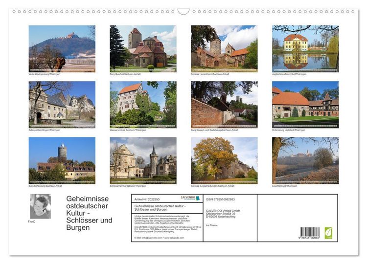 Produktbild: Geheimnisse ostdeutscher Kultur - Schl&ouml;sser und Burgen (Wandkalender 2026 DIN A2 quer), CALVENDO Monatskalender