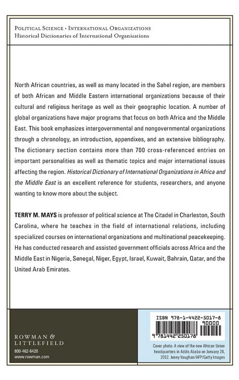 Produktbild: Historical Dictionary of International Organizations in Africa and the Middle East
