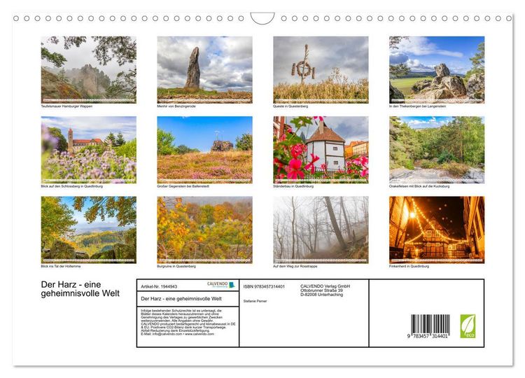 Produktbild: Der Harz - eine geheimnisvolle Welt (Wandkalender 2026 DIN A3 quer), CALVENDO Monatskalender