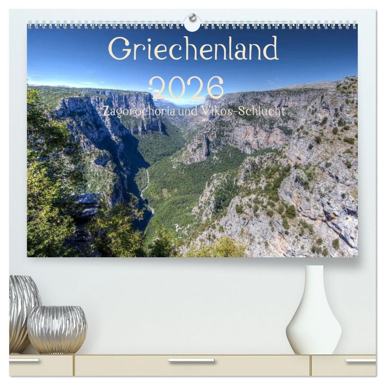 Produktbild: Griechenland 2026 - Zagorochoria und Vikos-Schlucht (hochwertiger Premium Wandkalender 2026 DIN A2 quer), Kunstdruck in Hochglanz