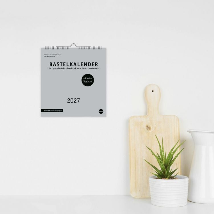 Produktbild: Premium-Bastelkalender silbergrau mittel 2027