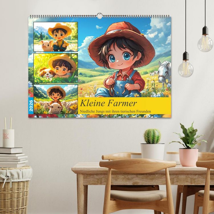 Produktbild: Kleine Farmer. Niedliche Jungs mit ihren tierischen Freunden (Wandkalender 2026 DIN A2 quer), CALVENDO Monatskalender