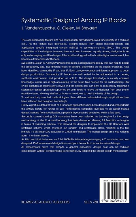 Produktbild: Systematic Design of Analog IP Blocks
