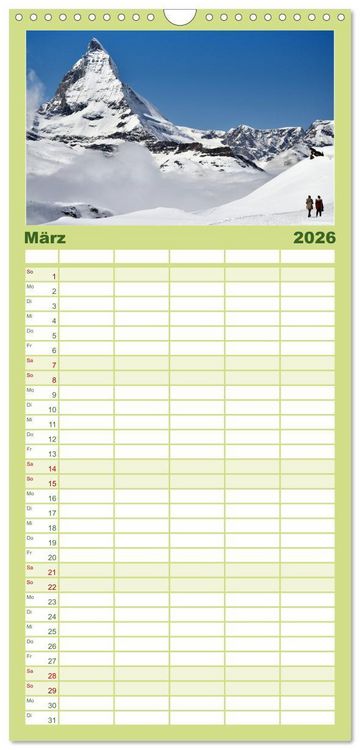 Produktbild: Familienplaner 2026 - MATTERHORN Impressionen mit 5 Spalten (Wandkalender, 21 x 45 cm) CALVENDO