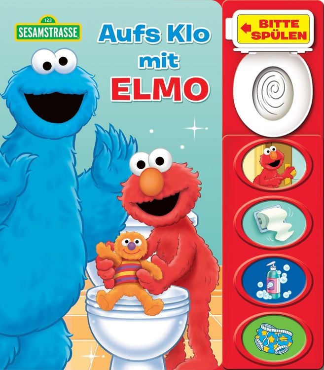 Produktbild: Sesamstra&szlig;e - Aufs Klo mit Elmo - Mein Klo-Soundbuch - Pappbilderbuch mit Klosp&uuml;lung und 8 Ger&auml;uschen