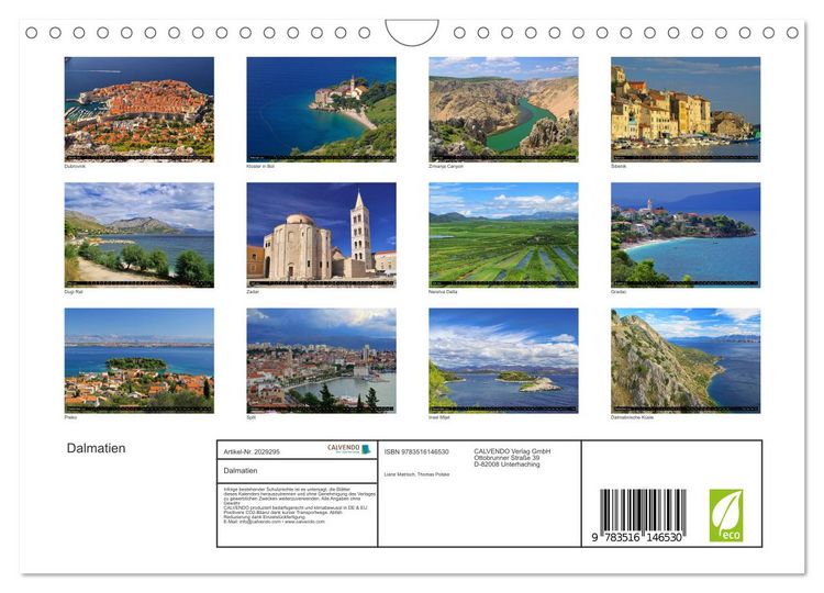 Produktbild: Dalmatien (Wandkalender 2026 DIN A4 quer), CALVENDO Monatskalender