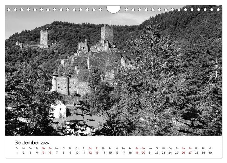 Produktbild: Burgen in schwarzwei&szlig; - Wie aus alten Zeiten (Wandkalender 2026 DIN A4 quer), CALVENDO Monatskalender