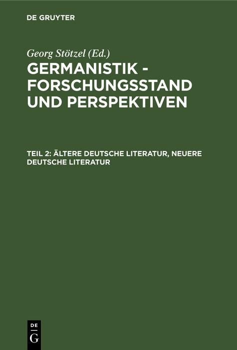Produktbild: &Auml;ltere Deutsche Literatur, Neuere Deutsche Literatur
