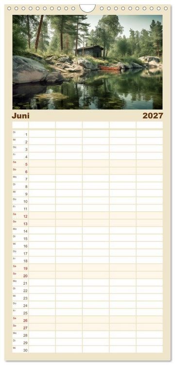 Produktbild: Familienplaner 2027 - H&uuml;ttenzauber - Ein visueller Streifzug durch Norwegens Wildnis mit 5 Spalten (Wandkalender, 21 x 45 cm) CALVENDO