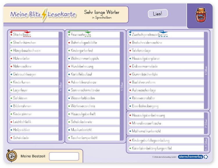Produktbild: Meine Blitzlesekarten Set 4 zur Lesef&ouml;rderung (4 Lerntafeln mit Stift)