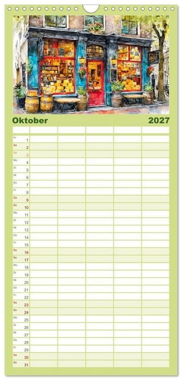Produktbild: Familienplaner 2027 - Niederlande. Aquarelle zwischen Grachten und Tulpenfeldern mit 5 Spalten (Wandkalender, 21 x 45 cm) CALVENDO