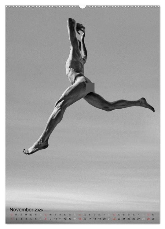 Produktbild: JUMP! ATHLETISCHE M&Auml;NNERAKTE (hochwertiger Premium Wandkalender 2026 DIN A2 hoch), Kunstdruck in Hochglanz