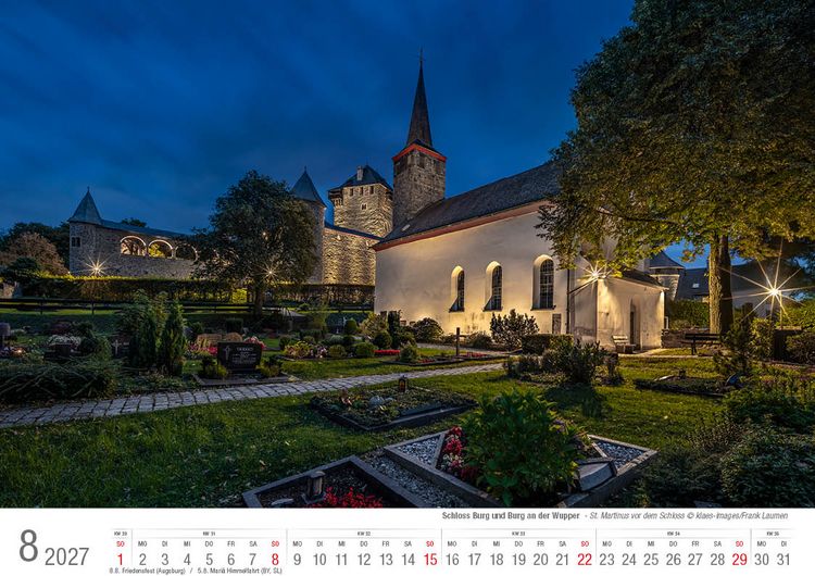Produktbild: Schloss Burg und Burg an der Wupper 2027 Bildkalender A4 quer, spiralgebunden
