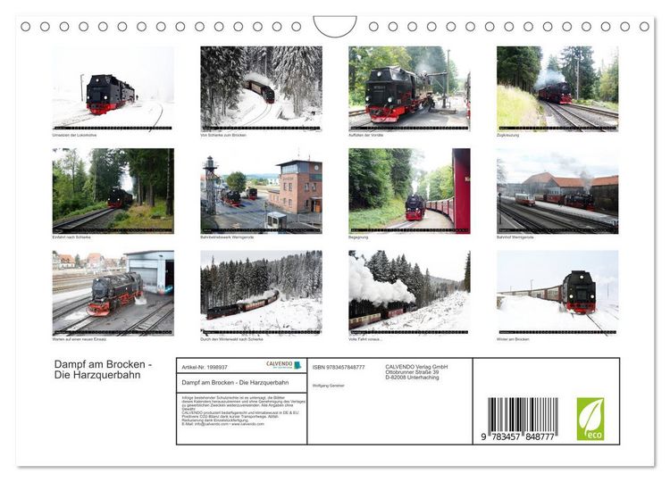 Produktbild: Dampf am Brocken - Die Harzquerbahn (Wandkalender 2026 DIN A4 quer), CALVENDO Monatskalender