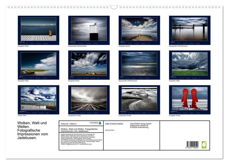 Produktbild: Wolken, Watt und Wellen. Fotografische Impressionen vom Jadebusen. (Wandkalender 2026 DIN A2 quer), CALVENDO Monatskalender