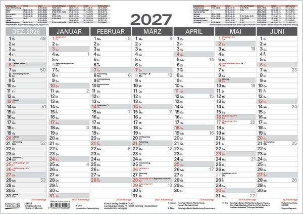 Produktbild: Tafelkalender A5 2027