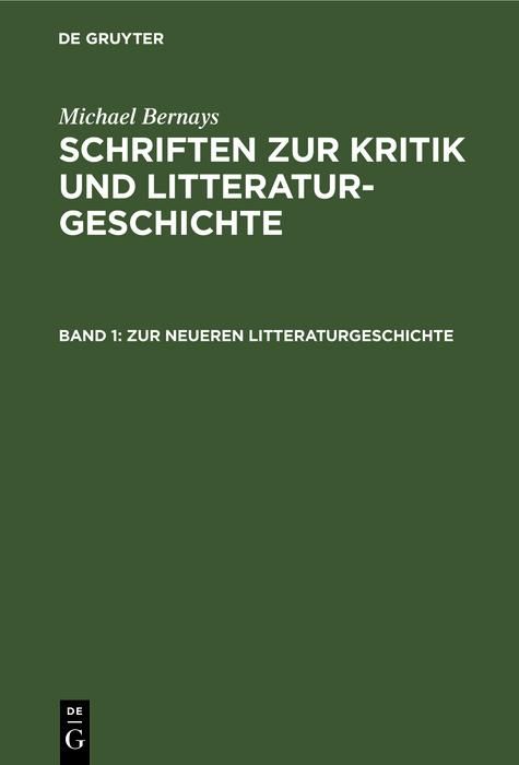 Produktbild: Zur neueren Litteraturgeschichte