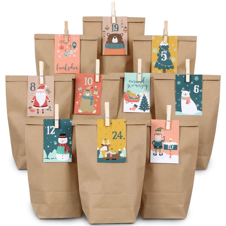 Produktbild: Adventskalender T&uuml;tenset mit Klammern - Kinder