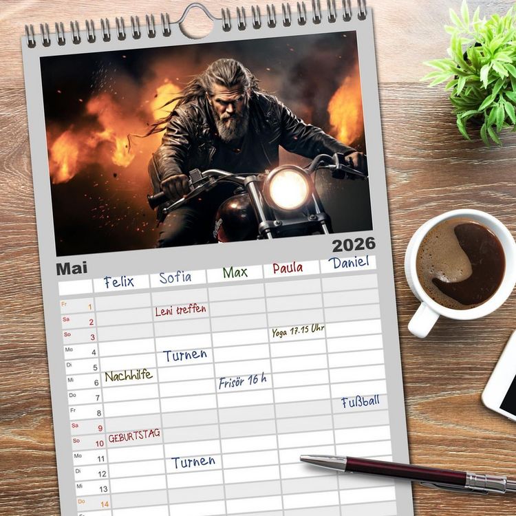 Produktbild: Familienplaner 2026 - Ride to Valhalla mit 5 Spalten (Wandkalender, 21 x 45 cm) CALVENDO
